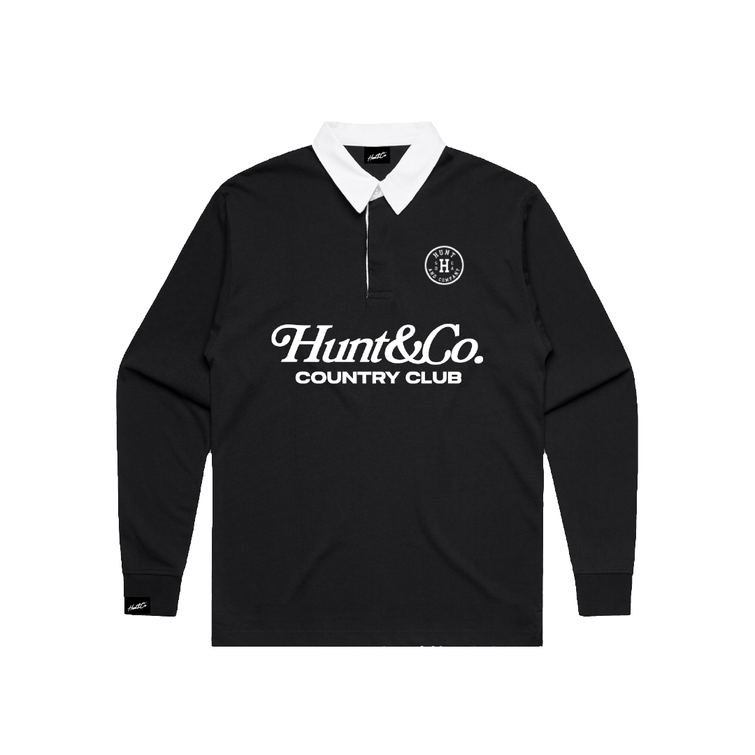 Hunt & Co Country Club Long Sleeve Polo - Black