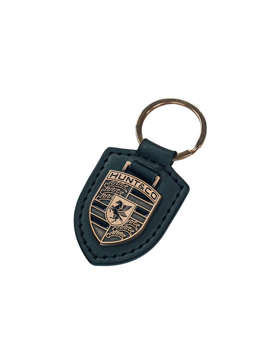 Crest Leather Keychain