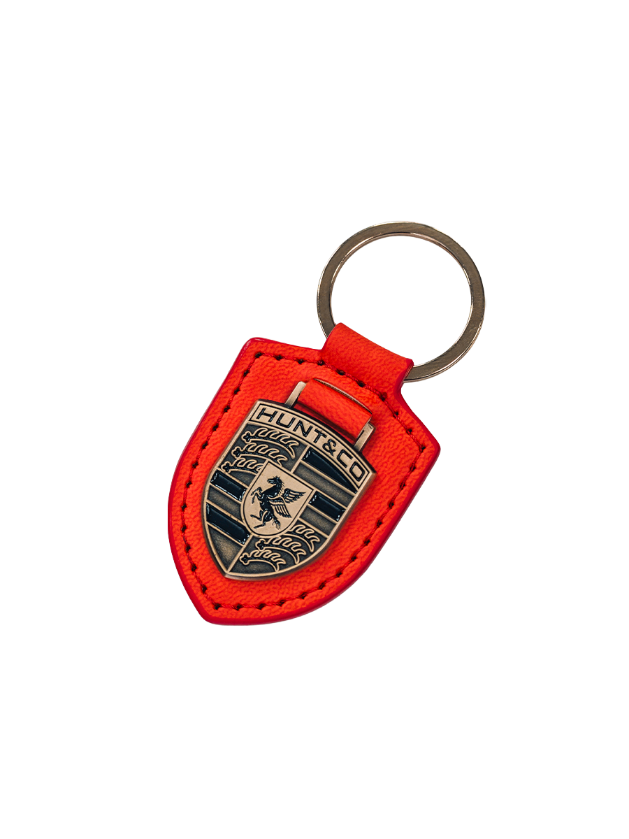 Crest Leather Keychain