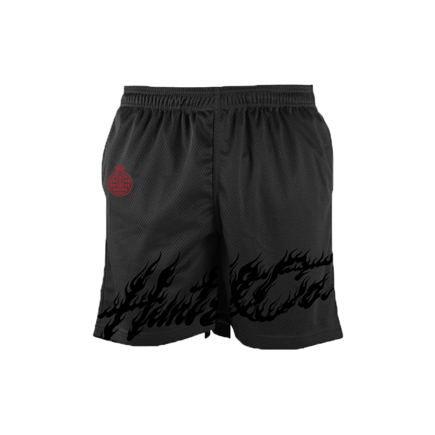 Flame Monaco Mesh Shorts - Black