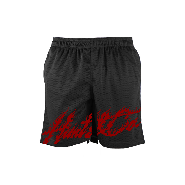 Flame Mesh Shorts - Black